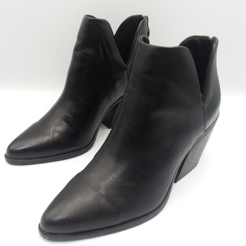 Michael by Michael Shannon Aubrey Black Ankle Booties V Cut Zipper Heel 9.5‎